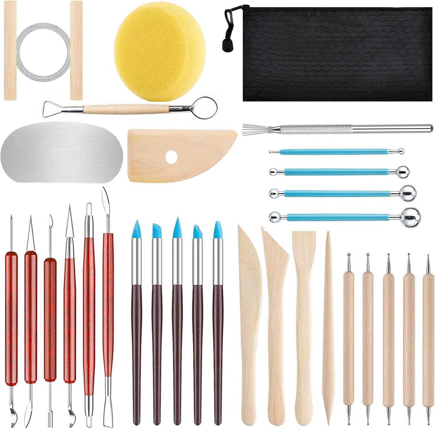 Craft Knife Set - 31 ピース/セットアートセラミック作成彫刻陶器ツール実用的な木製ナイフスクレーパーカッターポリマークレイモデリングクラフトツール