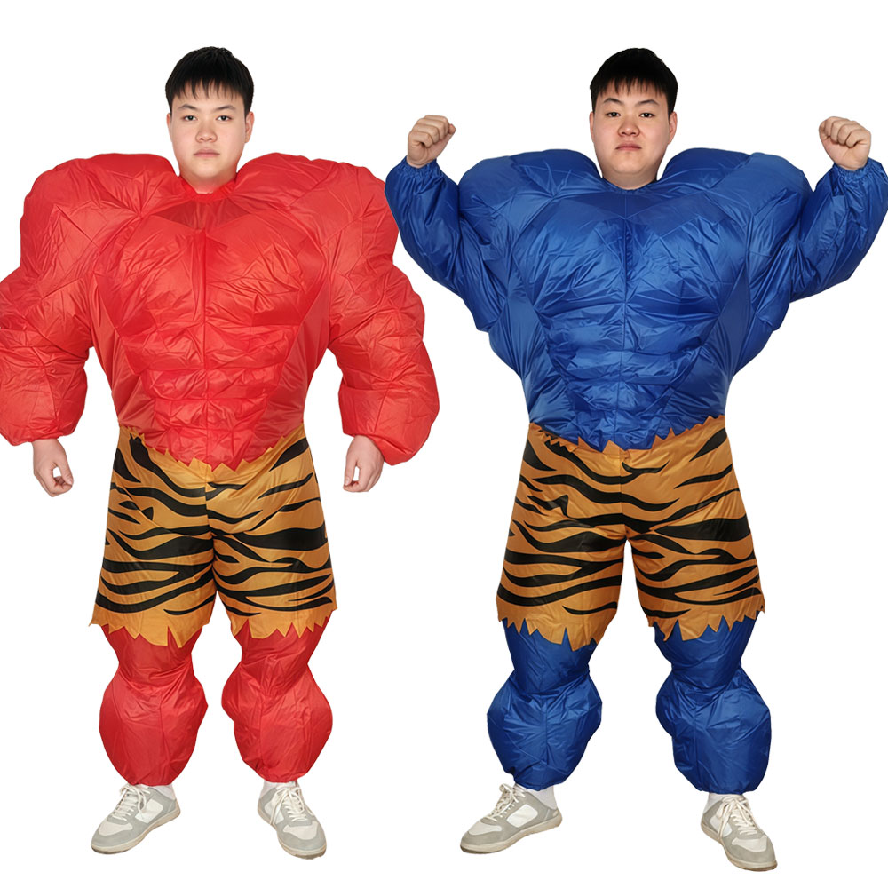 Cosplay Prop Business - ハロウィン ブルーレッド 筋肉質の男性用インフレータブルスーツ 仮装コスプレ衣装 プロップ ビジネス活動用