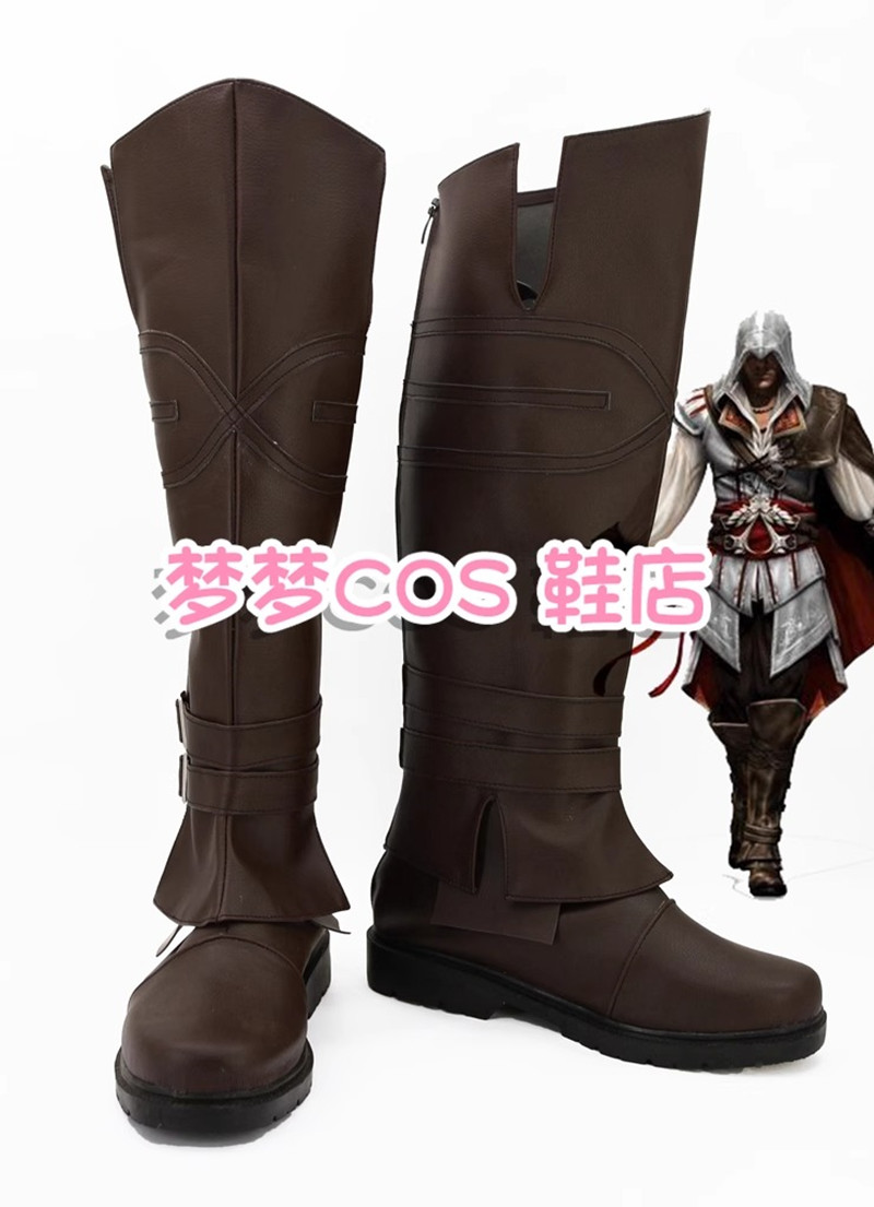 Bloodborne Cosplay Prop - ゲームエツィオ Auditore ダフィレンツェコスプレ衣装靴手作りフェイクレザーブーツ靴