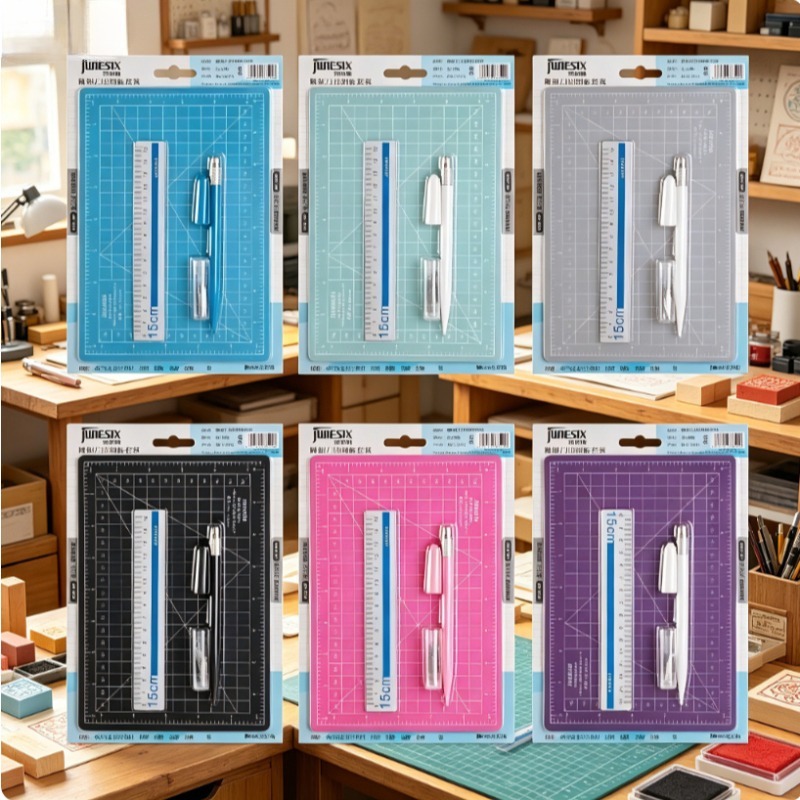 Craft Knife Set - 多機能クラフトカッティングパッドセット片面カッティングマットA5、革加工DIYカービング用カービングナイフルーラー付き