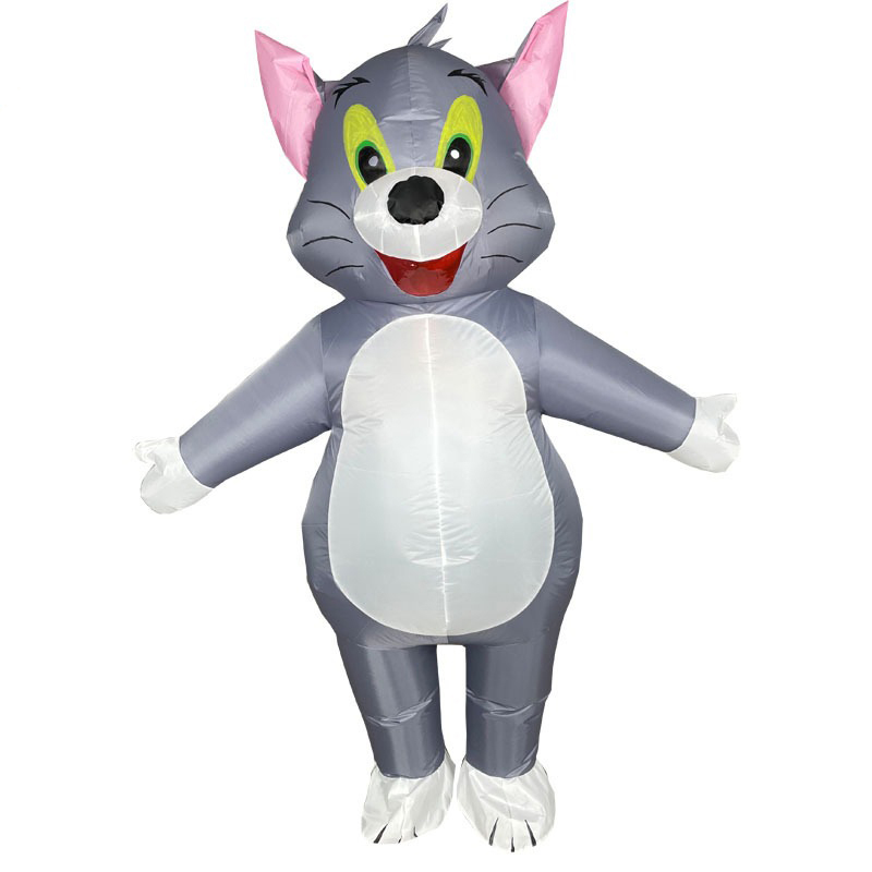 Cosplay Prop Business - 灰色の猫のインフレータブルスーツフルカバー大人用着用漫画人形コスチュームフェスティバルパーティービジネス活動コスプレ衣装小道具