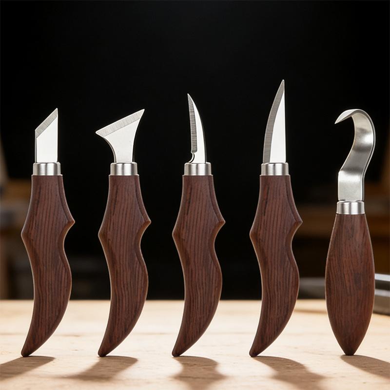 5個入り木彫りナイフセット、人間工学に基づいた木製ハンドル、 - Craft Knife Set のレビューと価格