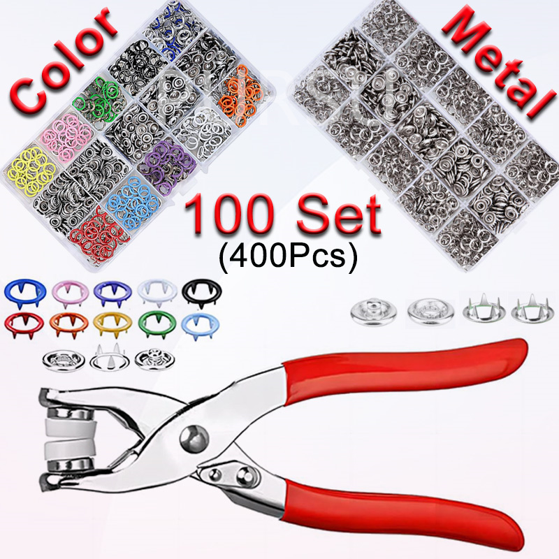 100 セットスナッププライヤー自動グロメットアイレットプラ - Snap Fastener Set のレビューと価格