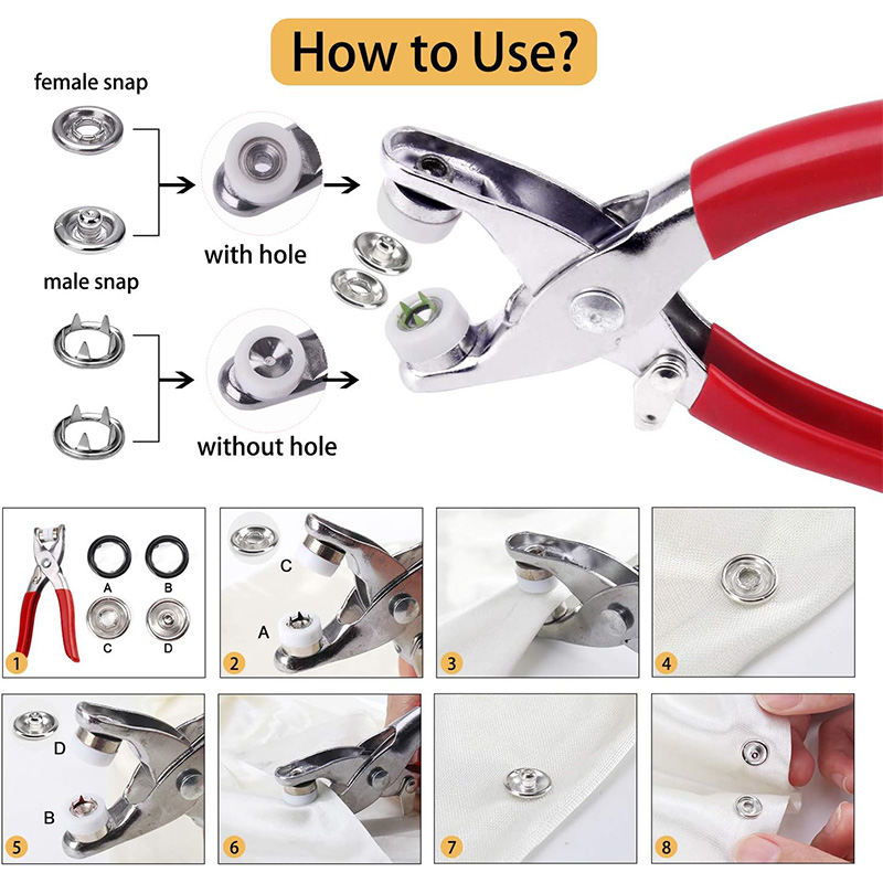 100 セットスナッププライヤー自動グロメットアイレットプラ - Snap Fastener Set のレビューと価格