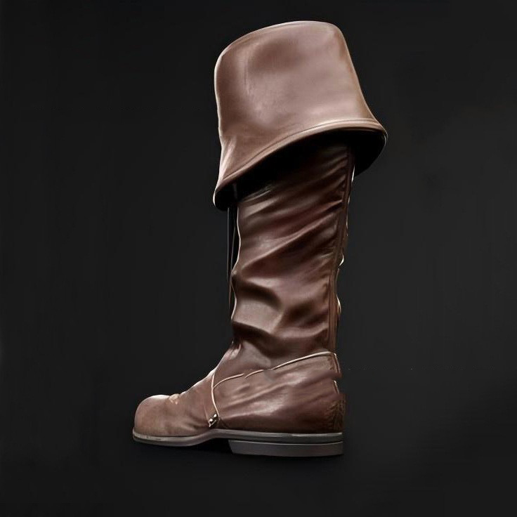 男性フェイクレザー海賊ニーハイブーツ折りたたみカフスレースア - Bloodborne Cosplay Prop のレビューと価格